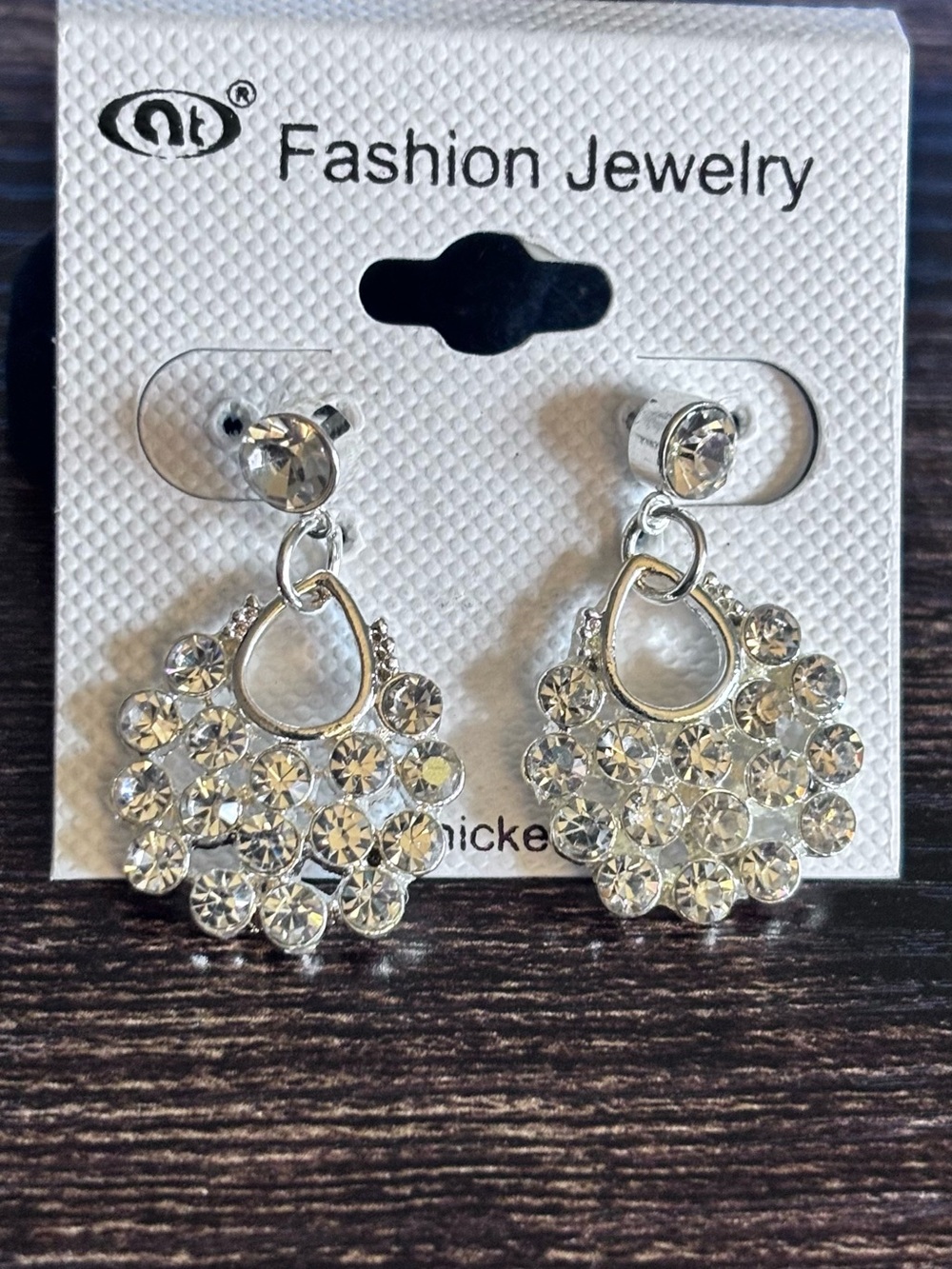 Fashion Jewelry Silver-tone Clear Crystal Cluster Drop Earrings